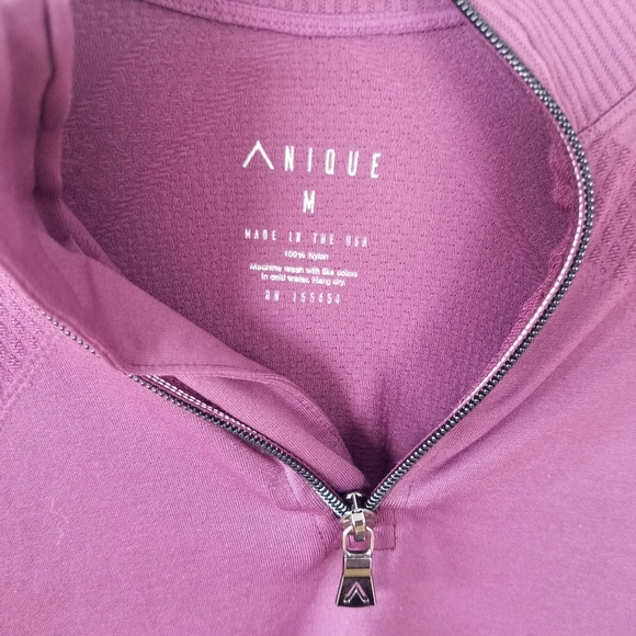 Women's Anique Sun Shirt Plum/Burgundy color Quater Zip Long sleeve - Picture 3 of 6